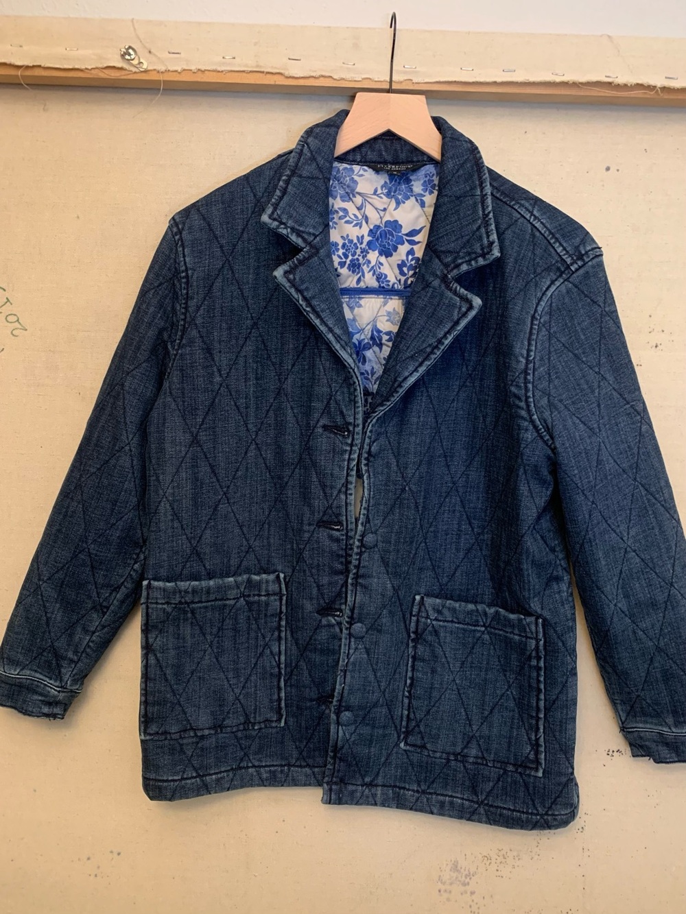 Women’s Quilted Denim Barn Jacket - Blue - Size Medium - Like New